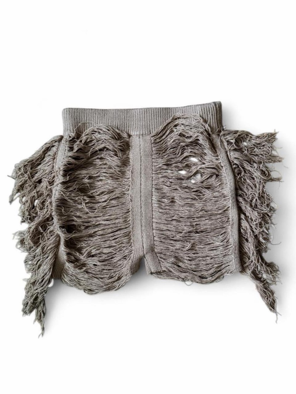 High-Waist Fringe Knit Shorts in Brown - Picture 6 of 6